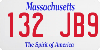 MA license plate 132JB9