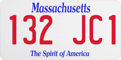 MA license plate 132JC1