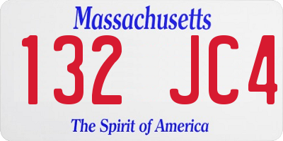 MA license plate 132JC4