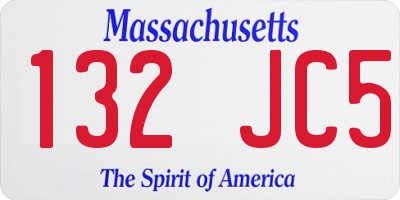 MA license plate 132JC5