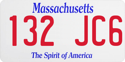 MA license plate 132JC6
