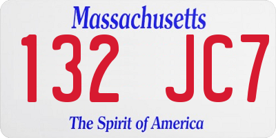 MA license plate 132JC7