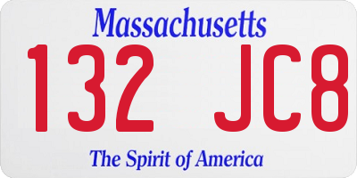 MA license plate 132JC8
