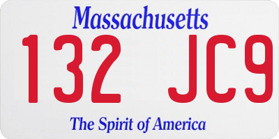 MA license plate 132JC9