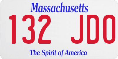 MA license plate 132JD0