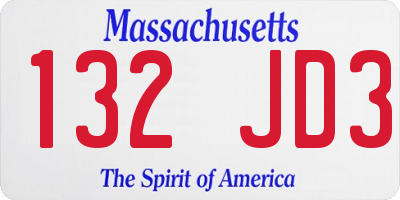 MA license plate 132JD3