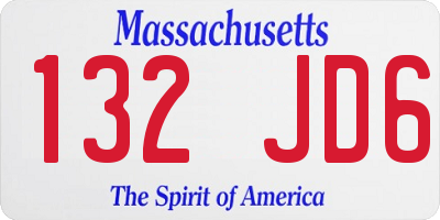 MA license plate 132JD6