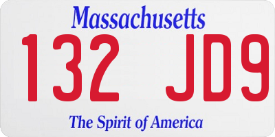 MA license plate 132JD9