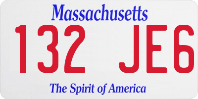 MA license plate 132JE6