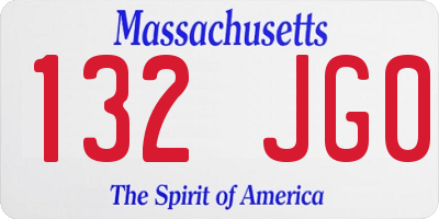 MA license plate 132JG0