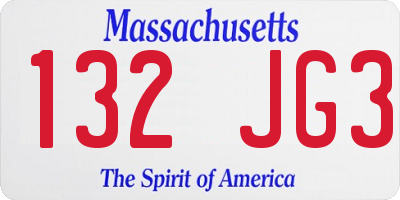 MA license plate 132JG3