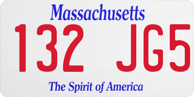MA license plate 132JG5