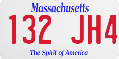 MA license plate 132JH4