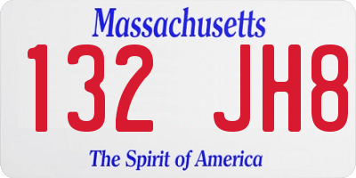 MA license plate 132JH8