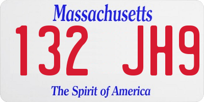 MA license plate 132JH9