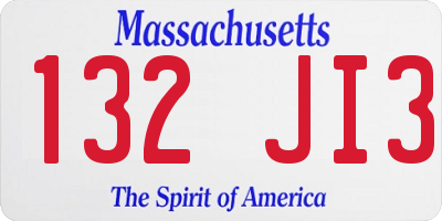 MA license plate 132JI3