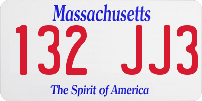 MA license plate 132JJ3