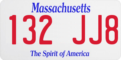 MA license plate 132JJ8