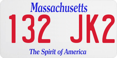 MA license plate 132JK2