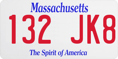 MA license plate 132JK8