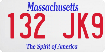 MA license plate 132JK9