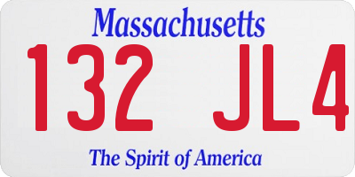 MA license plate 132JL4