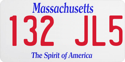 MA license plate 132JL5