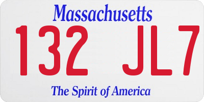 MA license plate 132JL7