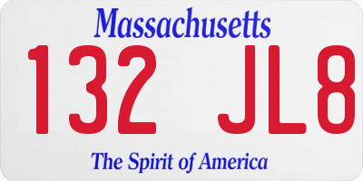 MA license plate 132JL8