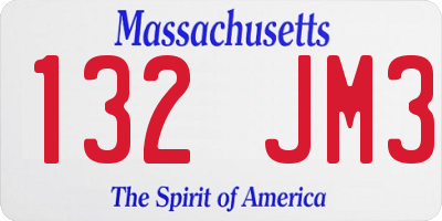 MA license plate 132JM3