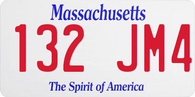 MA license plate 132JM4