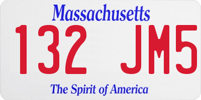 MA license plate 132JM5