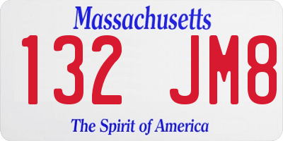 MA license plate 132JM8