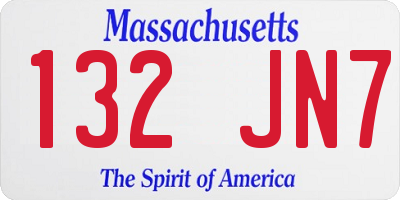MA license plate 132JN7