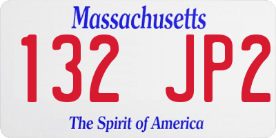 MA license plate 132JP2
