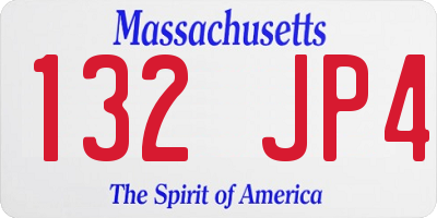 MA license plate 132JP4