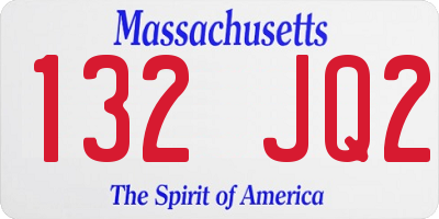 MA license plate 132JQ2