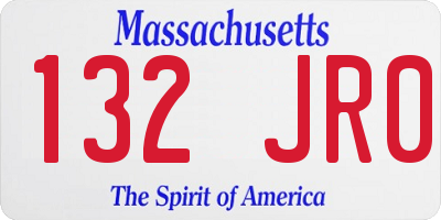 MA license plate 132JR0