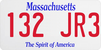 MA license plate 132JR3