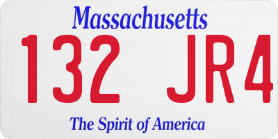 MA license plate 132JR4