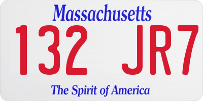 MA license plate 132JR7