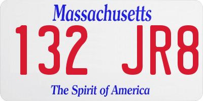 MA license plate 132JR8