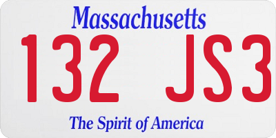 MA license plate 132JS3