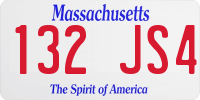 MA license plate 132JS4
