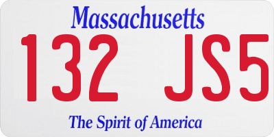 MA license plate 132JS5
