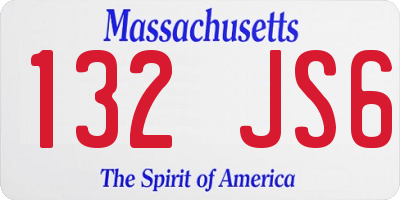 MA license plate 132JS6