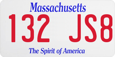 MA license plate 132JS8