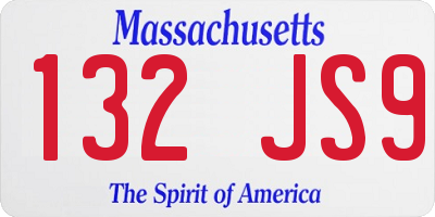 MA license plate 132JS9