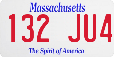MA license plate 132JU4