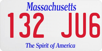 MA license plate 132JU6